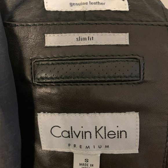 Calvin Klein Biker Leather jacket Size S - Picture 3 of 5